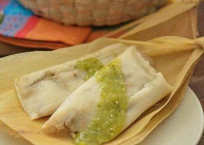 Tamales with green salsa